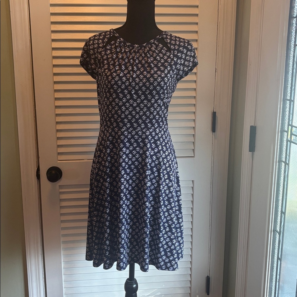 MICHAEL Michael Kors Navy and White Patterned Dress